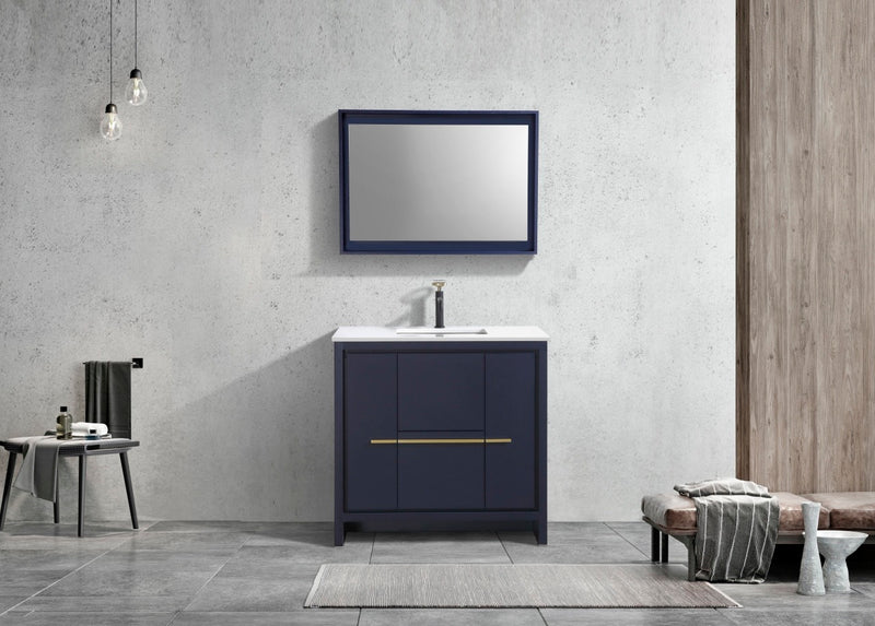 Kube Bath AD636BLUE Dolce 36" Blue Free Standing Single Sink Bathroom Vanity with Quartz Top - view 2