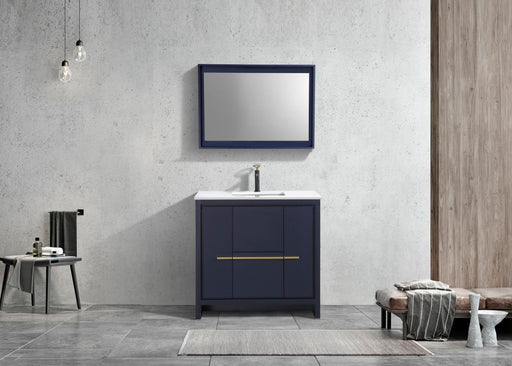 Kube Bath AD636BLUE Dolce 36" Blue Free Standing Single Sink Bathroom Vanity with Quartz Top - view 2