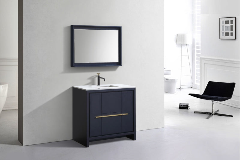 Kube Bath AD636BLUE Dolce 36" Blue Free Standing Single Sink Bathroom Vanity with Quartz Top - view 3