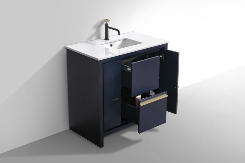 Kube Bath AD636BLUE Dolce 36" Blue Free Standing Single Sink Bathroom Vanity with Quartz Top - view 5