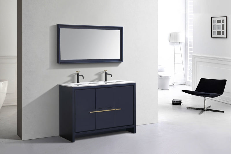 Kube Bath AD648DBLUE Dolce 48" Blue Free Standing Double Sink Bathroom Vanity with Quartz Top - view 3