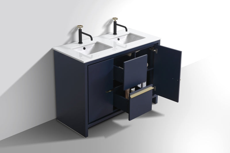 Kube Bath AD648DBLUE Dolce 48" Blue Free Standing Double Sink Bathroom Vanity with Quartz Top - view 5