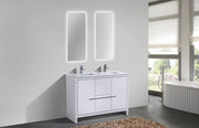 Kube Bath AD648DGW Dolce 48" High Gloss White Free Standing Double Sink Bathroom Vanity with Quartz Top - view 2