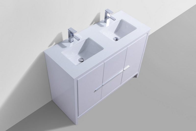 Kube Bath AD648DGW Dolce 48" High Gloss White Free Standing Double Sink Bathroom Vanity with Quartz Top - view 3