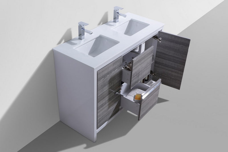 Kube Bath AD648DHG Dolce 48" Ash Gray Free Standing Double Sink Bathroom Vanity with Quartz Top - view 4
