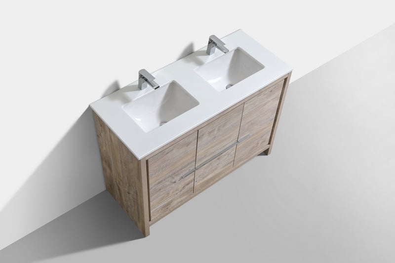 Kube Bath AD648DNW Dolce 48" Nature Wood Free Standing Double Sink Bathroom Vanity with Quartz Top - view 3