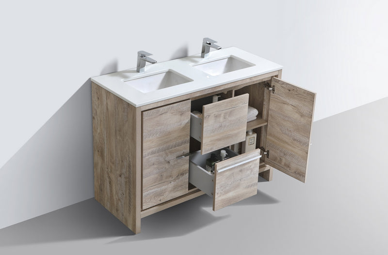 Kube Bath AD648DNW Dolce 48" Nature Wood Free Standing Double Sink Bathroom Vanity with Quartz Top - view 4