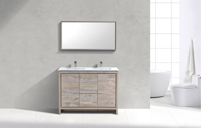 Kube Bath AD648DNW Dolce 48" Nature Wood Free Standing Double Sink Bathroom Vanity with Quartz Top - view 5