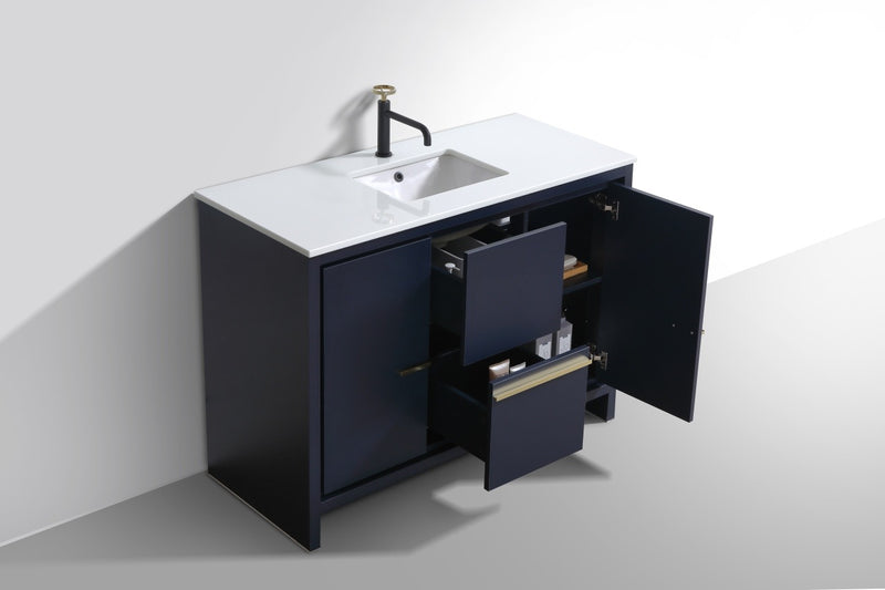 Kube Bath AD648SBLUE Dolce 48" Blue Free Standing Single Sink Bathroom Vanity with Quartz Top - view 5