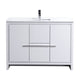 Kube Bath AD648SGW Dolce 48" High Gloss White Free Standing Single Sink Bathroom Vanity with Quartz Top