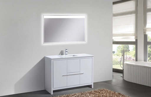 Kube Bath AD648SGW Dolce 48" High Gloss White Free Standing Single Sink Bathroom Vanity with Quartz Top - view 2