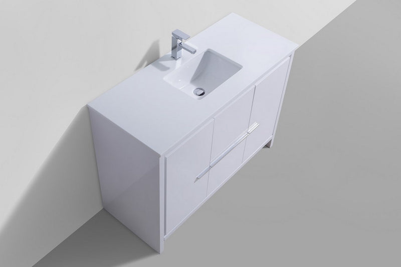 Kube Bath AD648SGW Dolce 48" High Gloss White Free Standing Single Sink Bathroom Vanity with Quartz Top - view 3