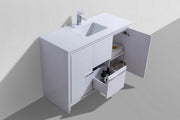 Kube Bath AD648SGW Dolce 48" High Gloss White Free Standing Single Sink Bathroom Vanity with Quartz Top - view 4