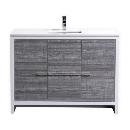 Kube Bath AD648SHG Dolce 48" Ash Gray Free Standing Single Sink Bathroom Vanity with Quartz Top