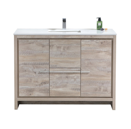 Kube Bath AD648SNW Dolce 48" Nature Wood Free Standing Single Sink Bathroom Vanity with Quartz Top