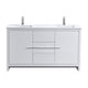 Kube Bath AD660DGW Dolce 60" High Gloss White Free Standing Double Sink Bathroom Vanity with Quartz Top