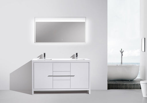 Kube Bath AD660DGW Dolce 60" High Gloss White Free Standing Double Sink Bathroom Vanity with Quartz Top - view 2