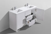Kube Bath AD660DGW Dolce 60" High Gloss White Free Standing Double Sink Bathroom Vanity with Quartz Top - view 4