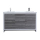Kube Bath AD660DHG Dolce 60" Ash Gray Free Standing Double Sink Bathroom Vanity with Quartz Top
