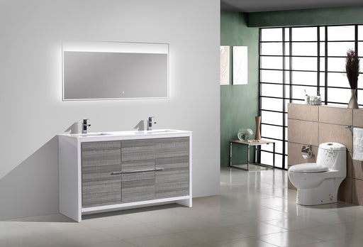 Kube Bath AD660DHG Dolce 60" Ash Gray Free Standing Double Sink Bathroom Vanity with Quartz Top - view 2