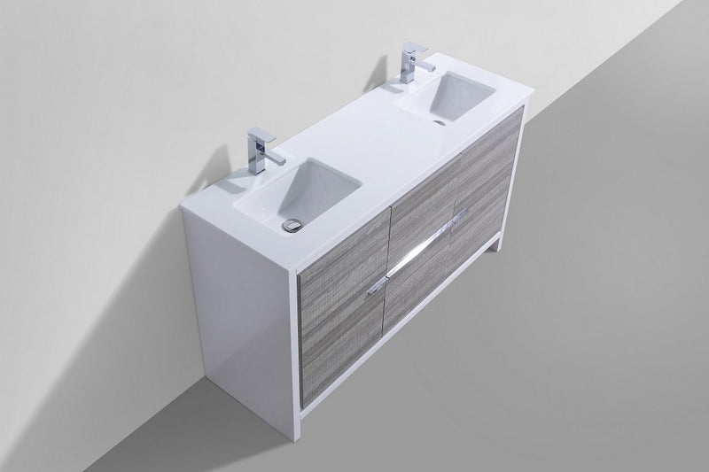 Kube Bath AD660DHG Dolce 60" Ash Gray Free Standing Double Sink Bathroom Vanity with Quartz Top - view 3