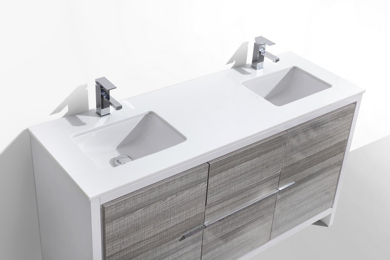 Kube Bath AD660DHG Dolce 60" Ash Gray Free Standing Double Sink Bathroom Vanity with Quartz Top - view 5