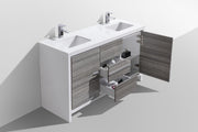 Kube Bath AD660DHG Dolce 60" Ash Gray Free Standing Double Sink Bathroom Vanity with Quartz Top - view 4