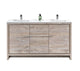 Kube Bath AD660DNW Dolce 60" Nature Wood Free Standing Double Sink Bathroom Vanity with Quartz Top