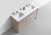 Kube Bath AD660DNW Dolce 60" Nature Wood Free Standing Double Sink Bathroom Vanity with Quartz Top - view 3