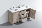 Kube Bath AD660DNW Dolce 60" Nature Wood Free Standing Double Sink Bathroom Vanity with Quartz Top - view 4