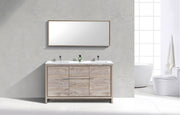 Kube Bath AD660DNW Dolce 60" Nature Wood Free Standing Double Sink Bathroom Vanity with Quartz Top - view 5