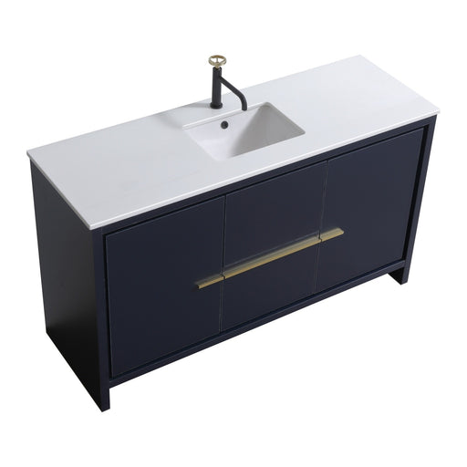 Kube Bath AD660SBLUE Dolce 60" Blue Free Standing Single Sink Bathroom Vanity with Quartz Top