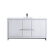 Kube Bath AD660SGW Dolce 60" High Gloss White Free Standing Single Sink Bathroom Vanity with Quartz Top