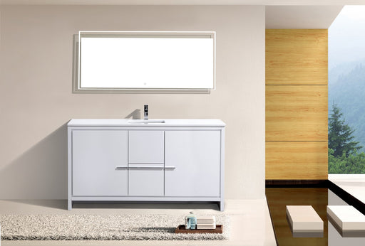 Kube Bath AD660SGW Dolce 60" High Gloss White Free Standing Single Sink Bathroom Vanity with Quartz Top - view 2