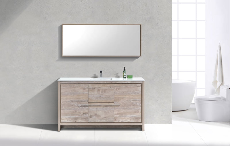 Kube Bath AD660SNW Dolce 60" Nature Wood Free Standing Single Sink Bathroom Vanity with Quartz Top - view 2