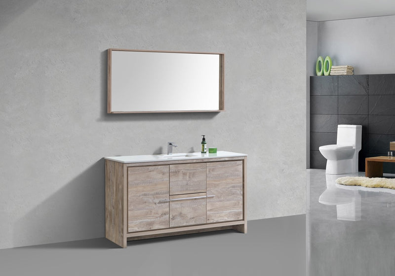 Kube Bath AD660SNW Dolce 60" Nature Wood Free Standing Single Sink Bathroom Vanity with Quartz Top - view 3