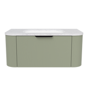 Timberline Adelaide 36" Olive Satin Wall Mount Vanity with Carrara SilkSurface Top and Black Hardware - view 2