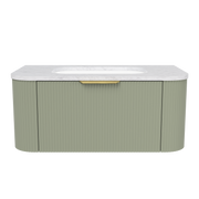 Timberline Adelaide 36" Olive Satin Wall Mount Vanity with Carrara SilkSurface Top and Gold Hardware - view 2
