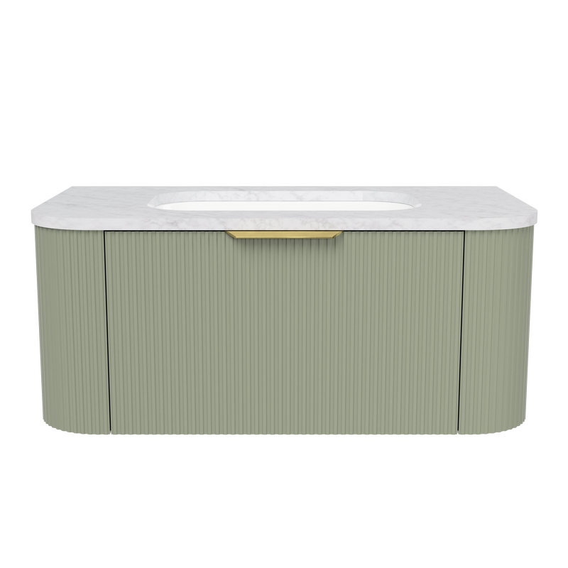Timberline Adelaide 36" Olive Satin Wall Mount Vanity with Carrara SilkSurface Top and Gold Hardware - view 2