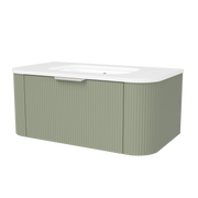 Timberline Adelaide 36" Olive Satin Wall Mount Vanity with Arctic White SilkSurface Top and Brushed Nickel Hardware