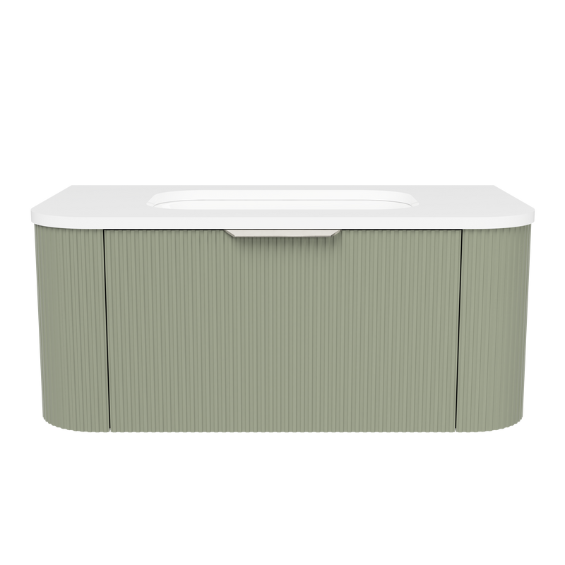 Timberline Adelaide 36" Olive Satin Wall Mount Vanity with Arctic White SilkSurface Top and Brushed Nickel Hardware - view 2