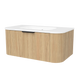 Timberline Adelaide 36" Prime Oak Wall Mount Vanity with Arctic White SilkSurface Top and Black Hardware