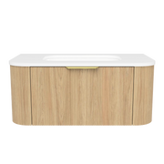 Timberline Adelaide 36" Prime Oak Wall Mount Vanity with Arctic White SilkSurface Top and Gold Hardware - view 2