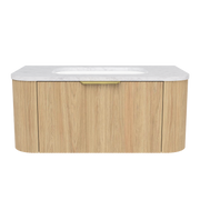 Timberline Adelaide 36" Prime Oak Wall Mount Vanity with Carrara SilkSurface Top and Gold Hardware - view 2