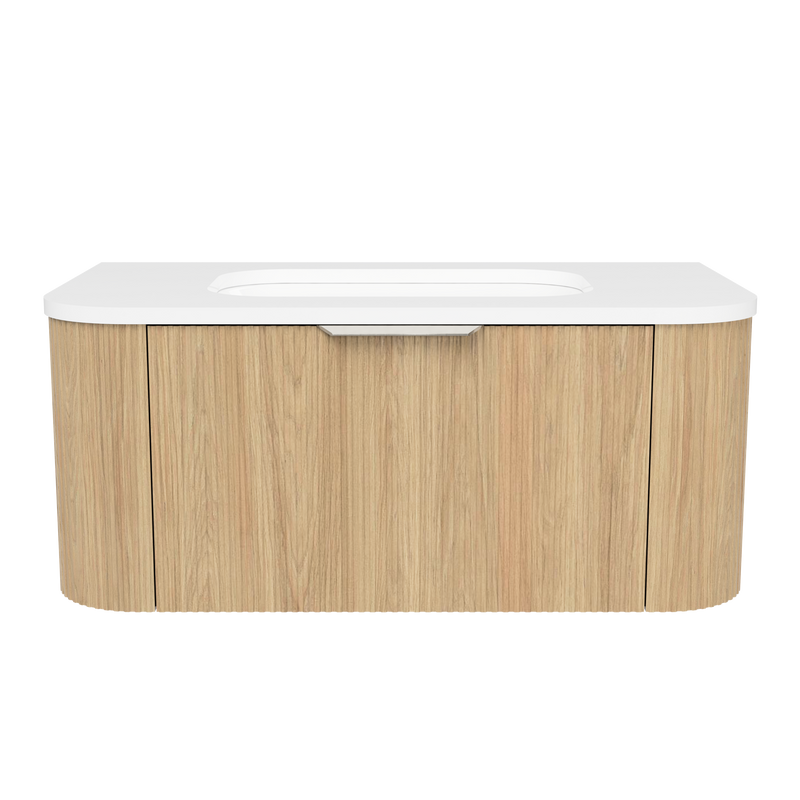 Timberline Adelaide 36" Prime Oak Wall Mount Vanity with Arctic White SilkSurface Top and Brushed Nickel Hardware - view 2