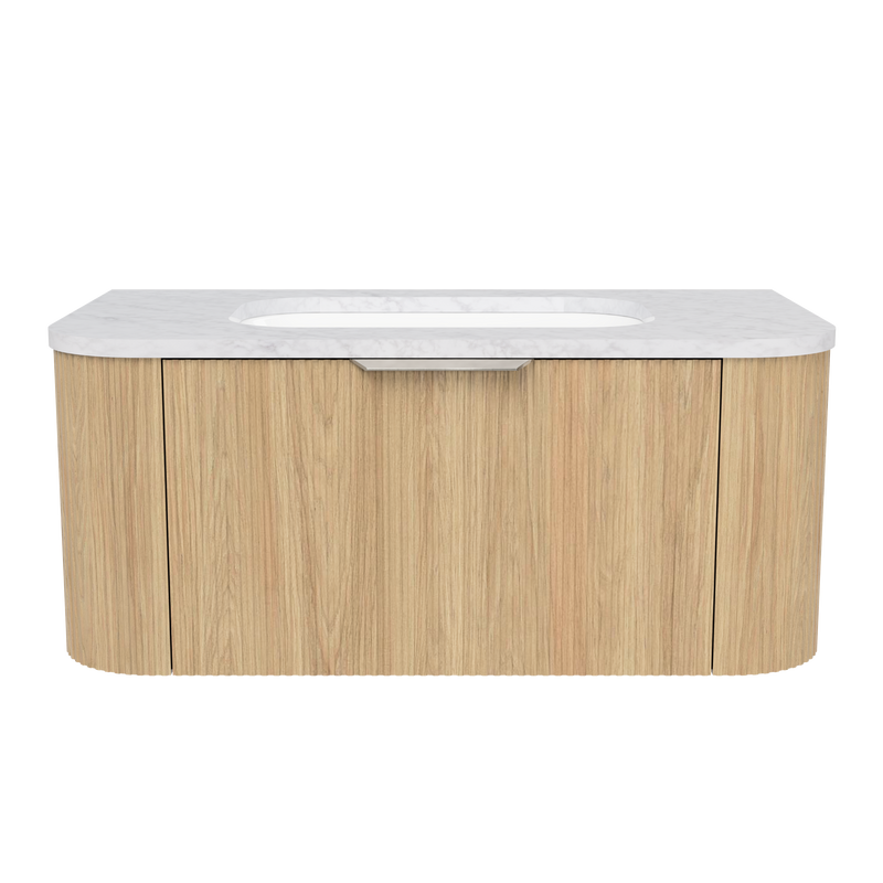 Timberline Adelaide 36" Prime Oak Wall Mount Vanity with Carrara SilkSurface Top and Brushed Nickel Hardware - view 2