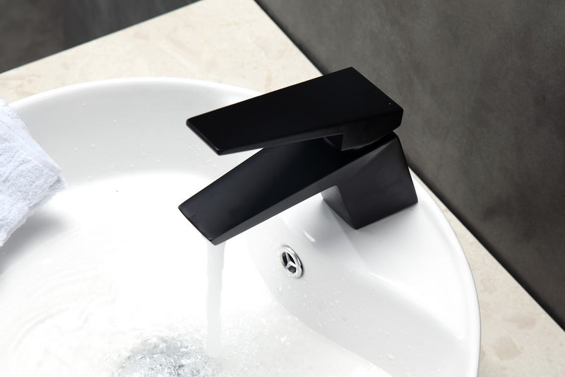 Kube Bath AFB13BK Aqua Siza Single Lever Single Hole Bathroom Sink Faucet, Matte Black - view 3