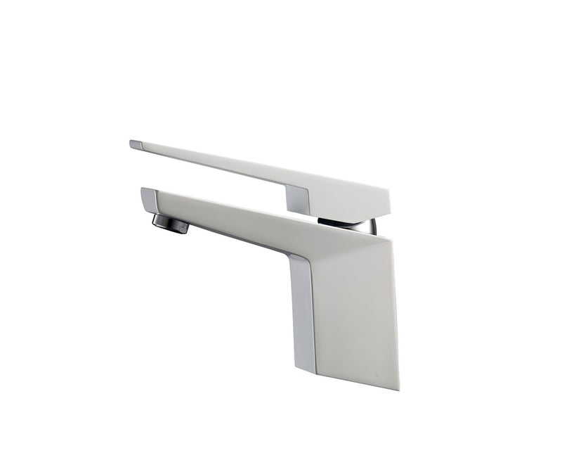 Kube Bath AFB13WH Aqua Siza Single Lever Single Hole Bathroom Sink Faucet, Matte White