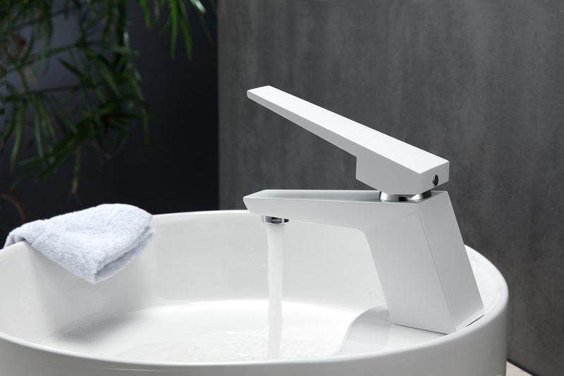 Kube Bath AFB13WH Aqua Siza Single Lever Single Hole Bathroom Sink Faucet, Matte White - view 2