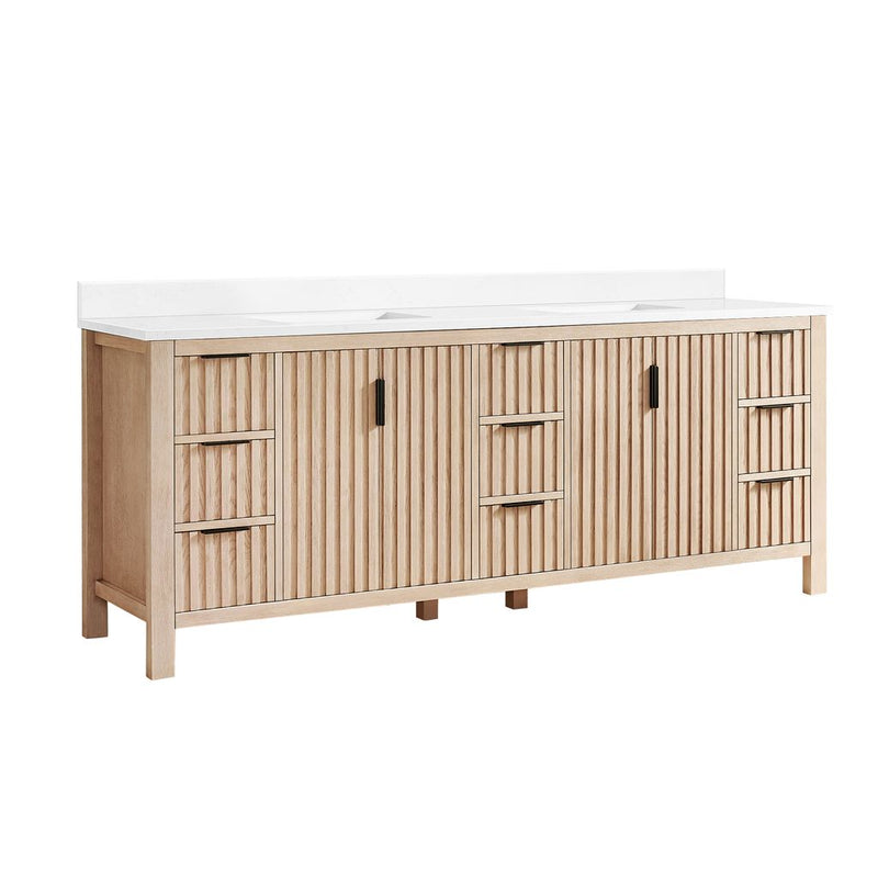 Vinnova 704284-AN-GW Shenzhen 84" Double Sink Bath Vanity in Aged Natural Oak